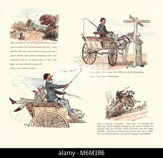 Caricature victorienne par Randolph Caldecott, d'étranges aventures d'un chien-voiture, par Randolph Caldecott Banque D'Images