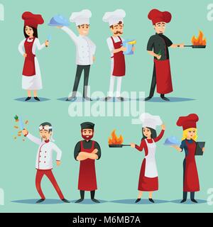 Chefs de différentes cuisines dans icon set Illustration de Vecteur