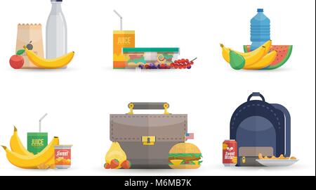 Ensemble de divers repas du midi Illustration de Vecteur