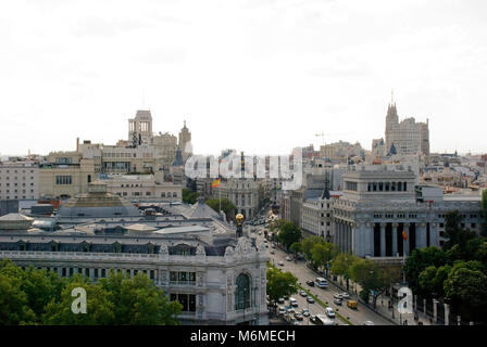 Gran Via vue du Palacio de Cibelis, Madrid, Espagne Banque D'Images