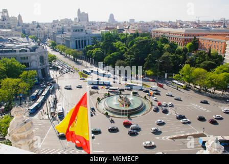 Gran Via vue du Palacio de Cibelis, Madrid, Espagne Banque D'Images