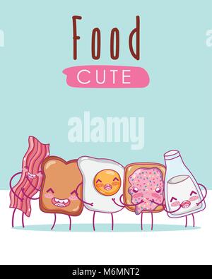 Cute kawaii alimentaires vecteur caricatures illustration graphic design Illustration de Vecteur