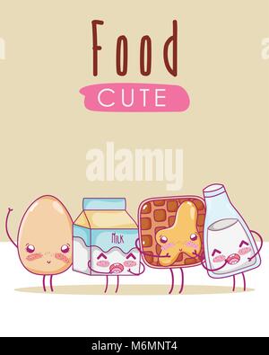 Cute kawaii alimentaires vecteur caricatures illustration graphic design Illustration de Vecteur