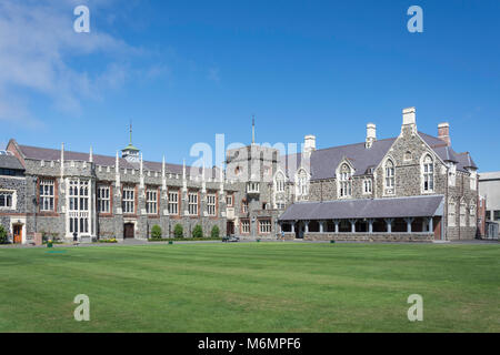 Christ's College School Memorial Hall Salle à manger et les maisons autour de quadrangle, Rolleston Avenue, Christchurch, Canterbury, Nouvelle-Zélande Banque D'Images