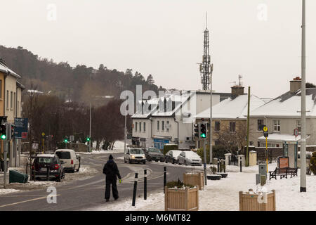 Stepaside Village sur un jour de neige, mars 2018. Banque D'Images