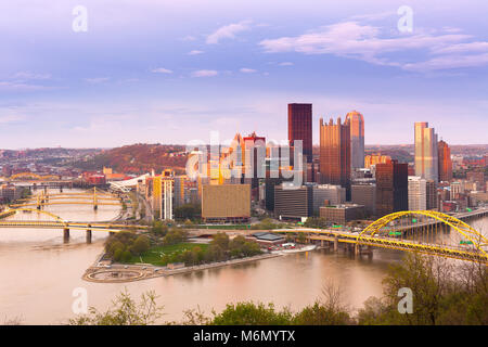 Vue panoramique de Pittsburgh et les 3 rivières, Pittsburgh, Pennsylvanie, USA Banque D'Images