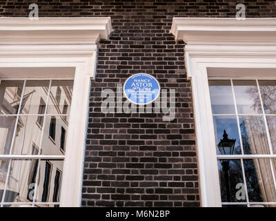 Nancy Astor Blue Plaque murale, Londres Banque D'Images