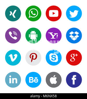 Social media icon collection avec différents types de bouton web icon set Banque D'Images