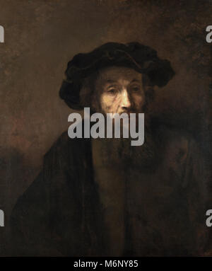 Rembrandt Harmenszoon van Rijn - un homme barbu dans un Cap 1650 Banque D'Images