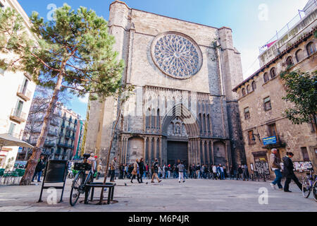 L'église Santa Maria del Pi, Plaça del Pi, quartier gothique, Barcelone, Espagne Banque D'Images