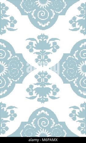 Couleur demi-teinte tendance rétro transparente de la Chine orientale spirale bleu fleur de vigne Illustration de Vecteur