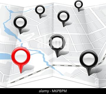 Résumé La carte avec marqueurs brillant Illustration de Vecteur