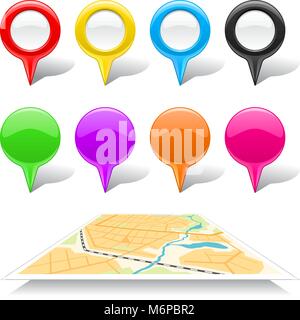 Ensemble de marqueurs et la carte résumé la carte Illustration de Vecteur