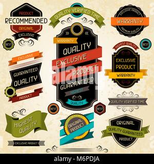 Ensemble d'autocollants et étiquettes de qualité premium Illustration de Vecteur