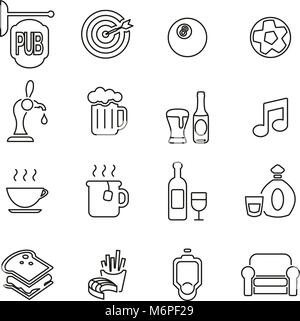 Icônes de la barre de pub ou fine ligne Vector Illustration Set Illustration de Vecteur