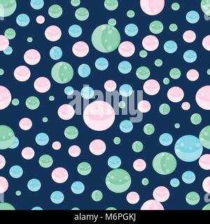 Avec motif transparent Cute bulles multicolores volants ou boules 3d sur fond bleu indigo. Vector wallpaper, illustration, affiche, bannière, modèl Illustration de Vecteur
