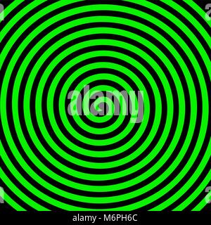 Rond noir vert spirale hypnotique vortex abstrait fond d'écran. L'illusion optique d'illustration vectorielle anaglyphe en spirale opt art illustration. Volute, spirale Illustration de Vecteur