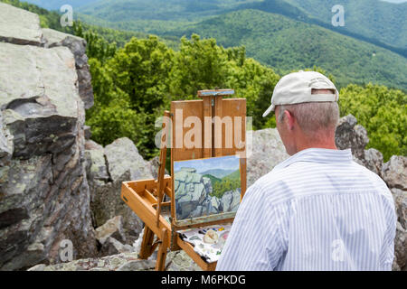 Artiste en résidence - été 2017. Artiste en résidence, Kevin H. Adams, invite les visiteurs à se joindre à lui le long de Skyline Drive et les points de vue en juin 2017. Matériel fourni par Kevin et conseils, et Shenandoah a fourni l'inspiration ! Banque D'Images