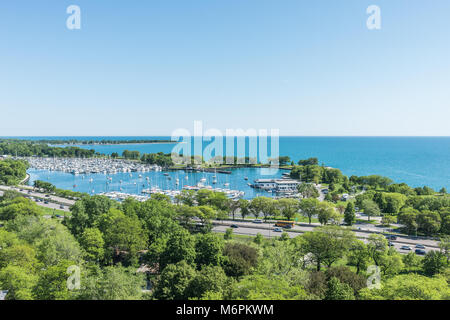 Vue aérienne de Diversey Harbor à Lincoln Park Banque D'Images