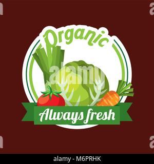 Tomate salade de légumes biologiques frais carottes toujours badge vector illustration Illustration de Vecteur