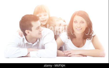 Portrait d'une famille de quatre membres heureux. Banque D'Images