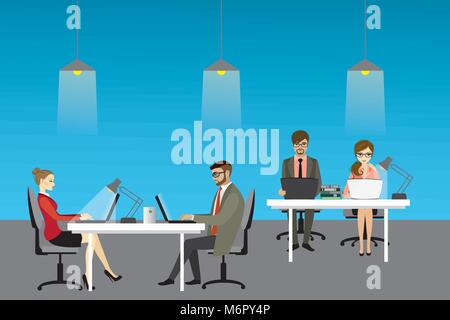 Le concept de centre de coworking, personnes qui travaillent ensemble. Stock vector illustration Illustration de Vecteur