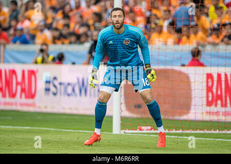 Houston, TX, USA. 3e Mar, 2018. Houston Dynamo gardien Chris Seitz (18) pendant un match de soccer MLS entre le Dynamo de Houston et Atlanta United FC au stade BBVA Compass à Houston, TX. La Dynamo a gagné 4-0.Trask Smith/CSM/Alamy Live News Banque D'Images