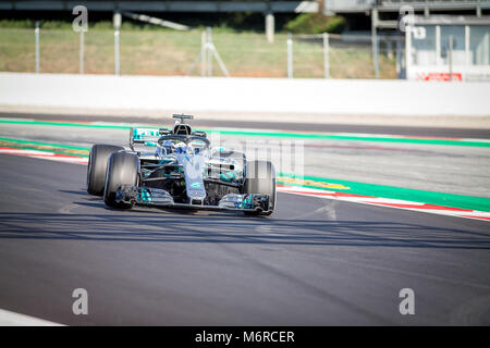 Montmelo, Catalogne, Espagne. Mar 6, 2018. Bottas, Mercedes F1 pilote de l'équipe vu au cours de la 1re journée de la deuxième semaine de la F1 au circuit de Barcelona-Catalunya jours d'essai. Credit :   4507.jpg MA SOPA/Images/ZUMA/Alamy Fil Live News Banque D'Images