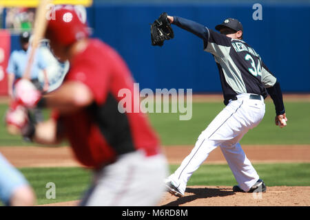 Félix Hernández lanzador de los Seatlle navigateurs en el campo de entrenamiento Peoria Sports Complex Foto : Alejandro van Schermbeek. 13/3/13 Banque D'Images