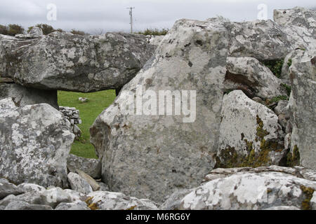 Creevykeel court cairn - un site néolithique en Irlande à Cliffony, Comté de Sligo. Banque D'Images