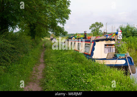 Narrowboats attaché sur le Canal Ashby, Leicestershire Banque D'Images