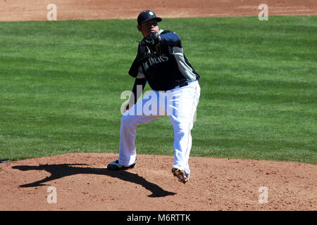 Félix Hernández lanzador de los Seatlle navigateurs en el campo de entrenamiento Peoria Sports Complex Foto : Alejandro van Schermbeek. 13/3/13 Banque D'Images