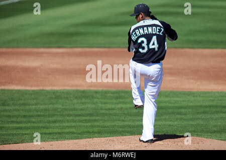 Félix Hernández lanzador de los Seatlle navigateurs en el campo de entrenamiento Peoria Sports Complex Foto : Alejandro van Schermbeek. 13/3/13 Banque D'Images