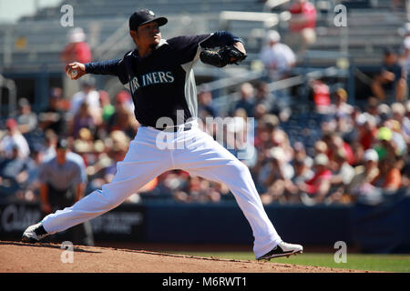 Félix Hernández lanzador de los Seatlle navigateurs en el campo de entrenamiento Peoria Sports Complex Foto : Alejandro van Schermbeek. 13/3/13 Banque D'Images