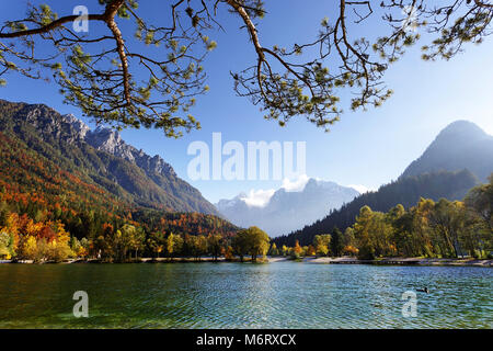 Décor de l'automne au lac Jasna, lac de montagne dans le nord de la Slovénie dans les Alpes Juliennes Banque D'Images