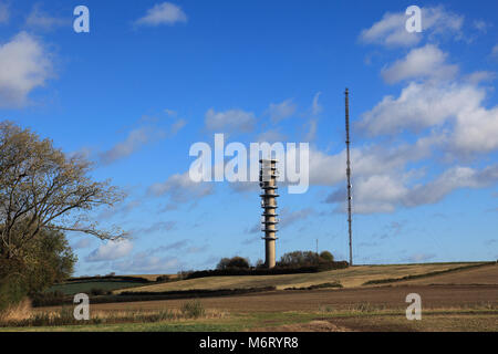 La station de transmission TV Peterborough, Morborne village, Cambridgeshire, Angleterre, Royaume-Uni Banque D'Images