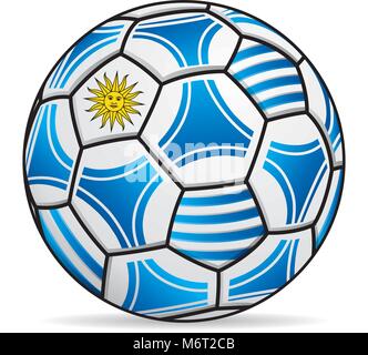 Ballon de soccer avec les couleurs du drapeau de l'Uruguay. Image vectorielle Illustration de Vecteur