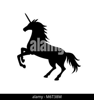 Vector illustration of unicorn silhouette. Licorne noire Illustration de Vecteur