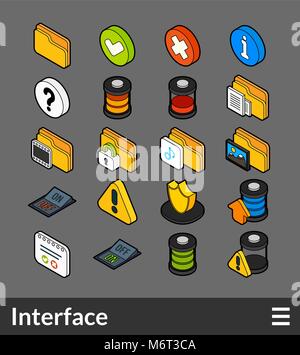 Couleur de contour isométrique icons set Illustration de Vecteur