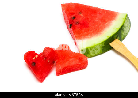 Watermelon slice popsicles isolé sur fond blanc. Banque D'Images