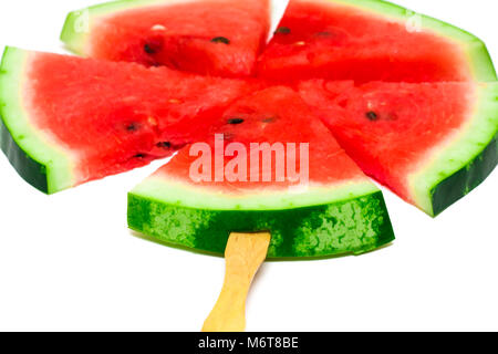 Watermelon slice popsicles isolé sur fond blanc. Banque D'Images