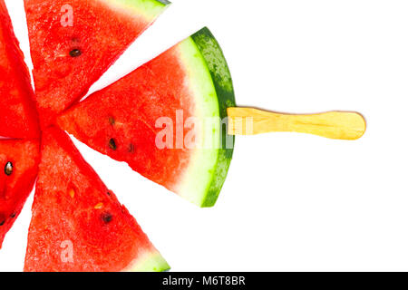 Watermelon slice popsicles isolé sur fond blanc. Banque D'Images