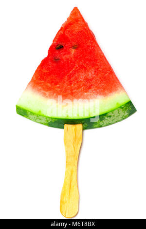 Watermelon slice popsicles isolé sur fond blanc. Banque D'Images