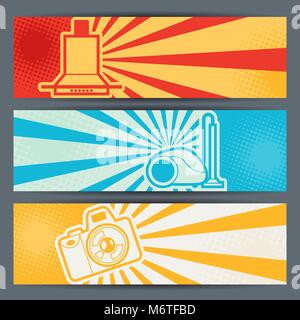 L'électroménager et l'électronique bannières horizontales Illustration de Vecteur