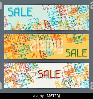 L'électroménager et l'électronique bannières horizontales Illustration de Vecteur