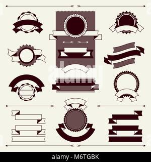 Collection d'étiquettes et de rubans en rétro style vintage Illustration de Vecteur