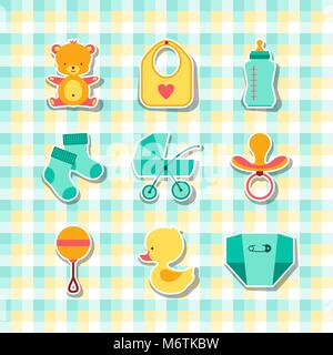 Pour les bébés nouveau-nés icons autocollants Illustration de Vecteur