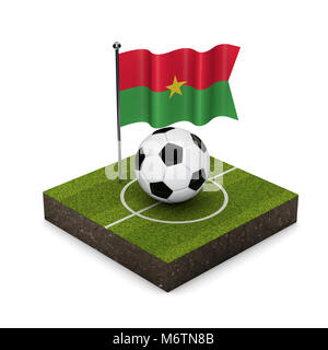 Le Burkina Faso de flag-football de concept. Drapeau, ballon de soccer et l'icône isométrique. Le Rendu 3D Banque D'Images
