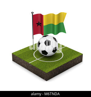 La Guinée Bissau de flag-football de concept. Drapeau, ballon de soccer et l'icône isométrique. Le Rendu 3D Banque D'Images