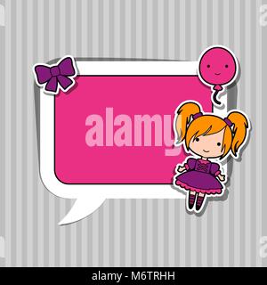 Bulle avec sticker kawaii doodles Illustration de Vecteur